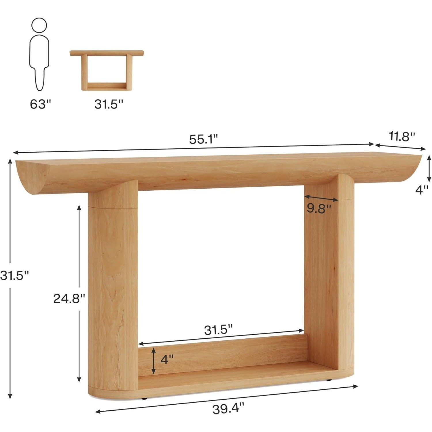 55" Farmhouse Console Table, Long Entryway Table with Storage, Narrow Sofa Table Behind The Couch, Industrial Hallway Accent Tables for Entrance Living Room, Unique Wooden Decor Furniture, Thanksgiving/ Christmas Decorations