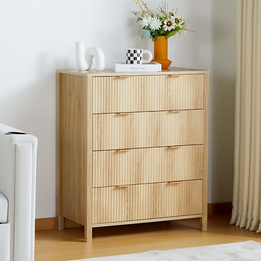 Chest Of Drawers 4 Drawer Dresser Waveform Fluted Panel Dresser Modern Dressers For Storage Drawers Clothes For Closet