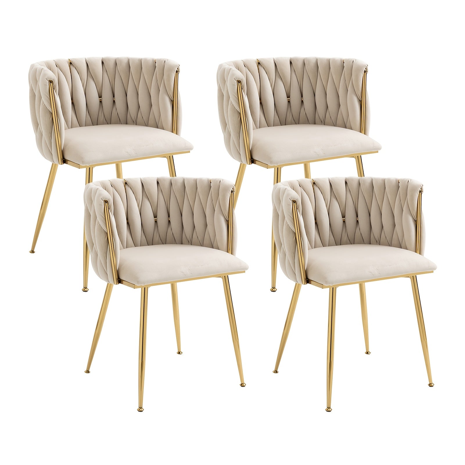 Velvet Dining Chairs Set of 4, Modern Upholstered Dining Chairs with Golden Metal Legs for Dining Room, Vanity, Kitchen, Living Room