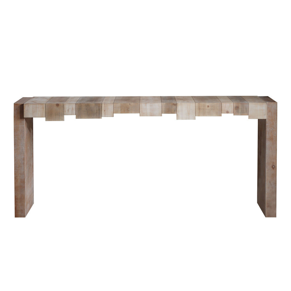 Rustic Modern Manufactured Wood Console Table with Step-Block Design