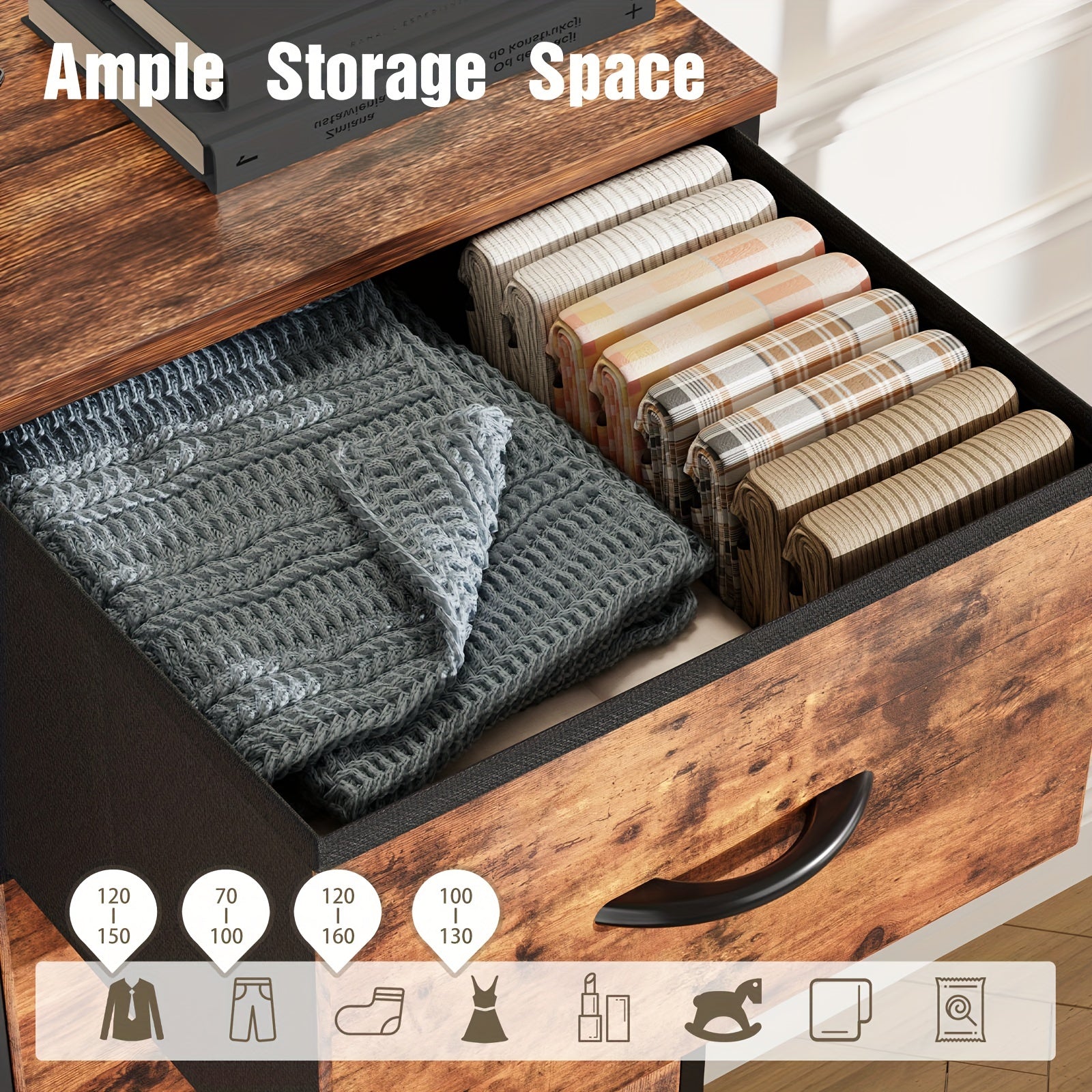 Idle Way Dresser For Bedroom With 10 Drawers Dresser With Metal Frame And Wood Tabletop Clothes Drawer Fabric Closet