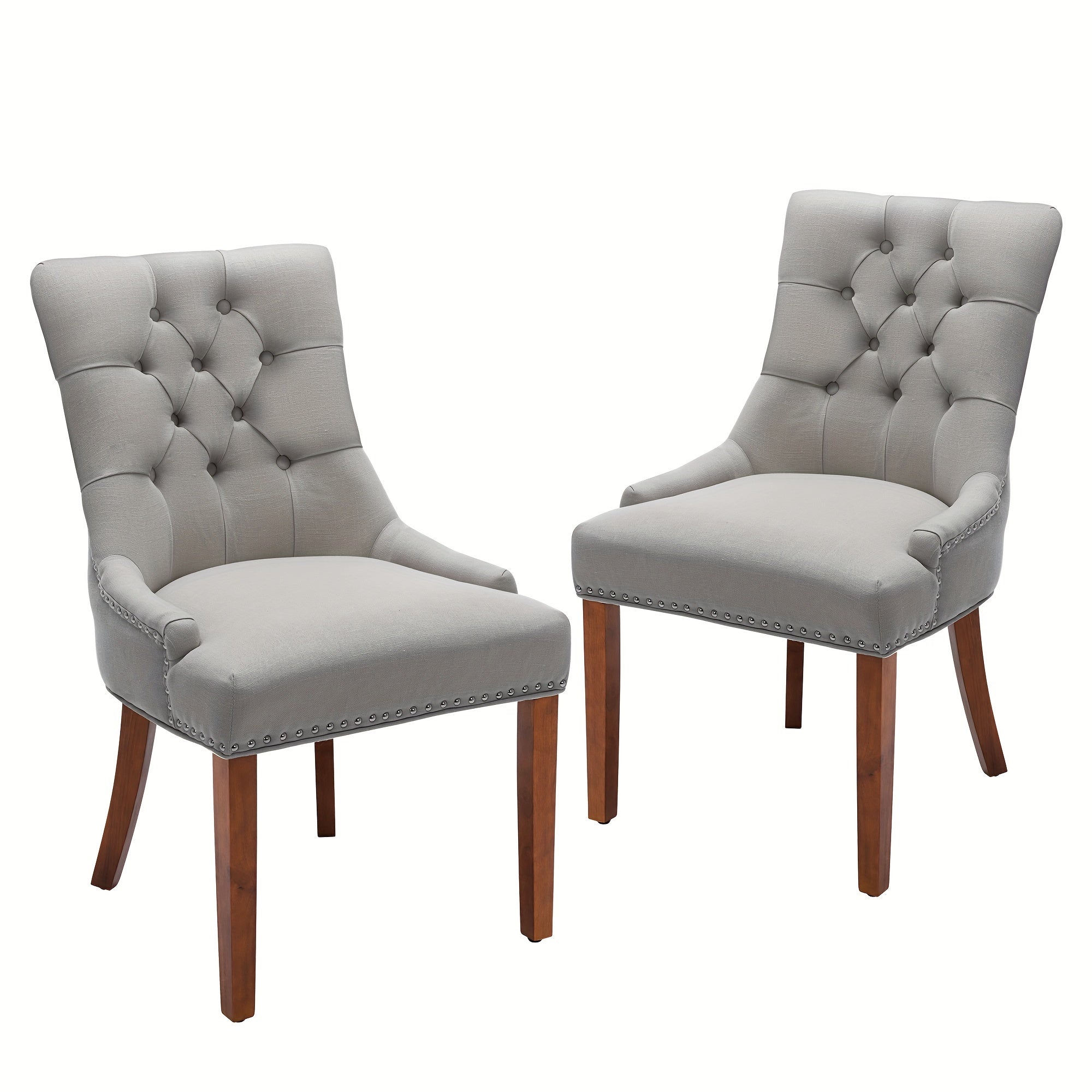 Upholstered Dining Chairs With Arms, Set Of 2, Dining Room Chairs With Solid Wood Legs And Tufted Backrest