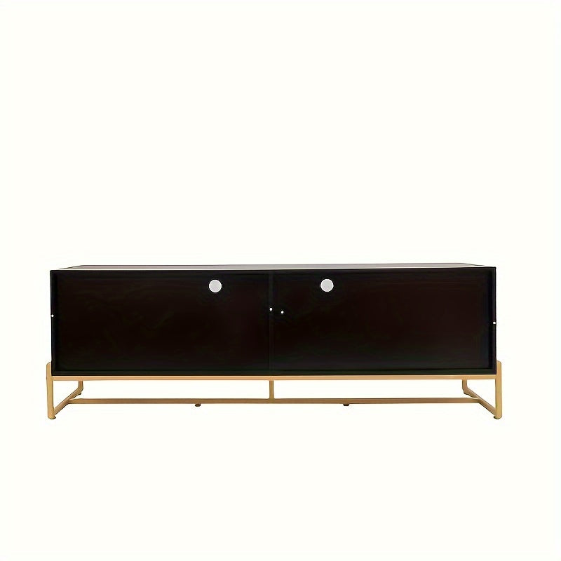 Black 70.87 inch TV cabinet. Entertainment center with shelves, wooden TV media console with sturdy metal legs, for living room