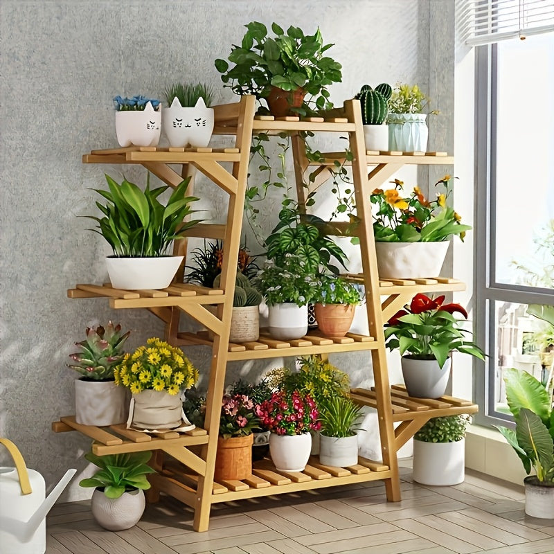 1pc Modern Bamboo Plant Stand, Multi-Layer Indoor Succulent & Climbing Flower Rack, Waterproof Floor Storage Organizer for Living Room, Box,Cabinet,Rack for Outdoor Storage