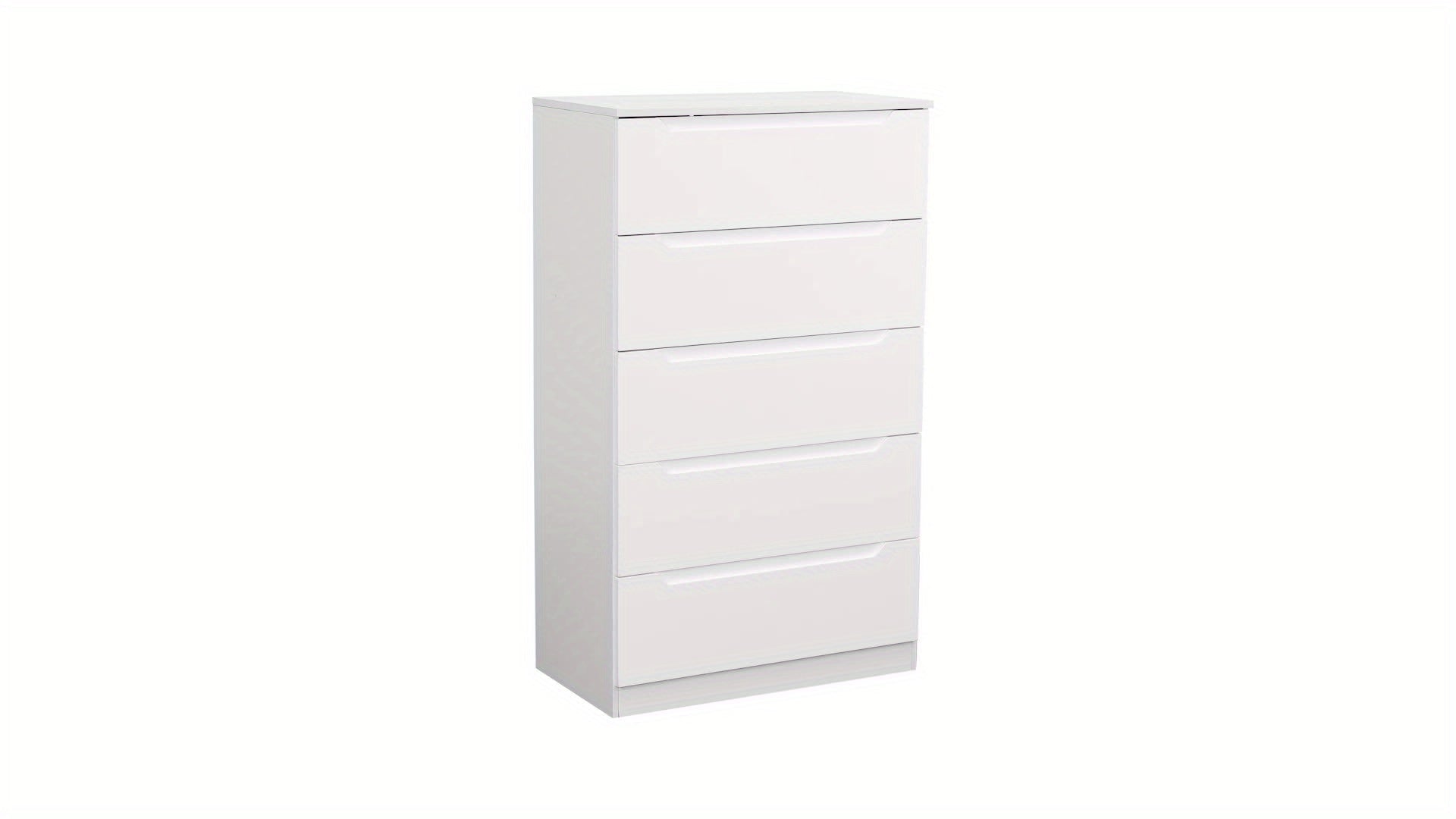 5-Drawer Tall White Dresser, Modern Wooden Storage Cabinet with Vertical Drawers for Living Room, Hallway, Entryway, Home Office - Ideal Christmas Gift Decor H48inxW29xD16, Storage Drawer Units