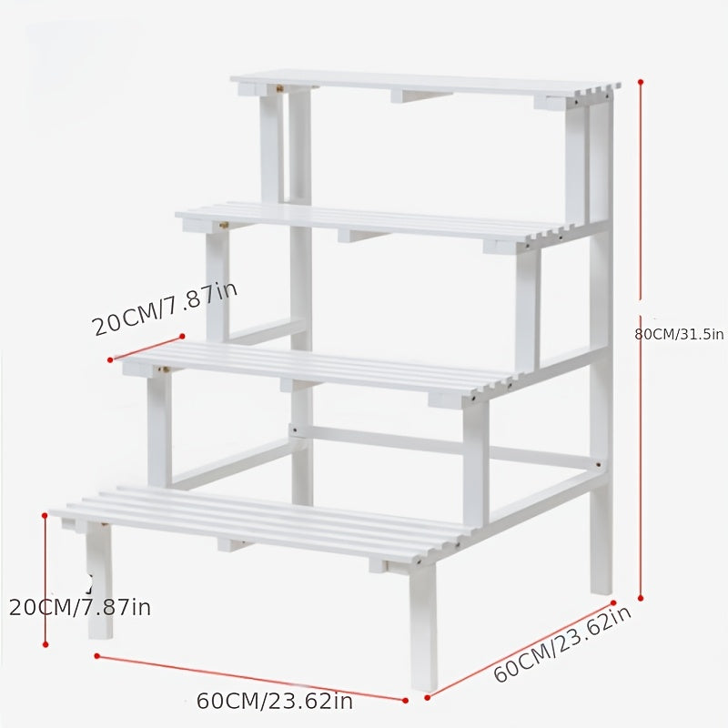 Multi-Tier Wooden Flower Stand for Balcony, Indoor and Outdoor Use - Floor-to-Ceiling Plant Rack with Storage Shelves, Irregular Shape