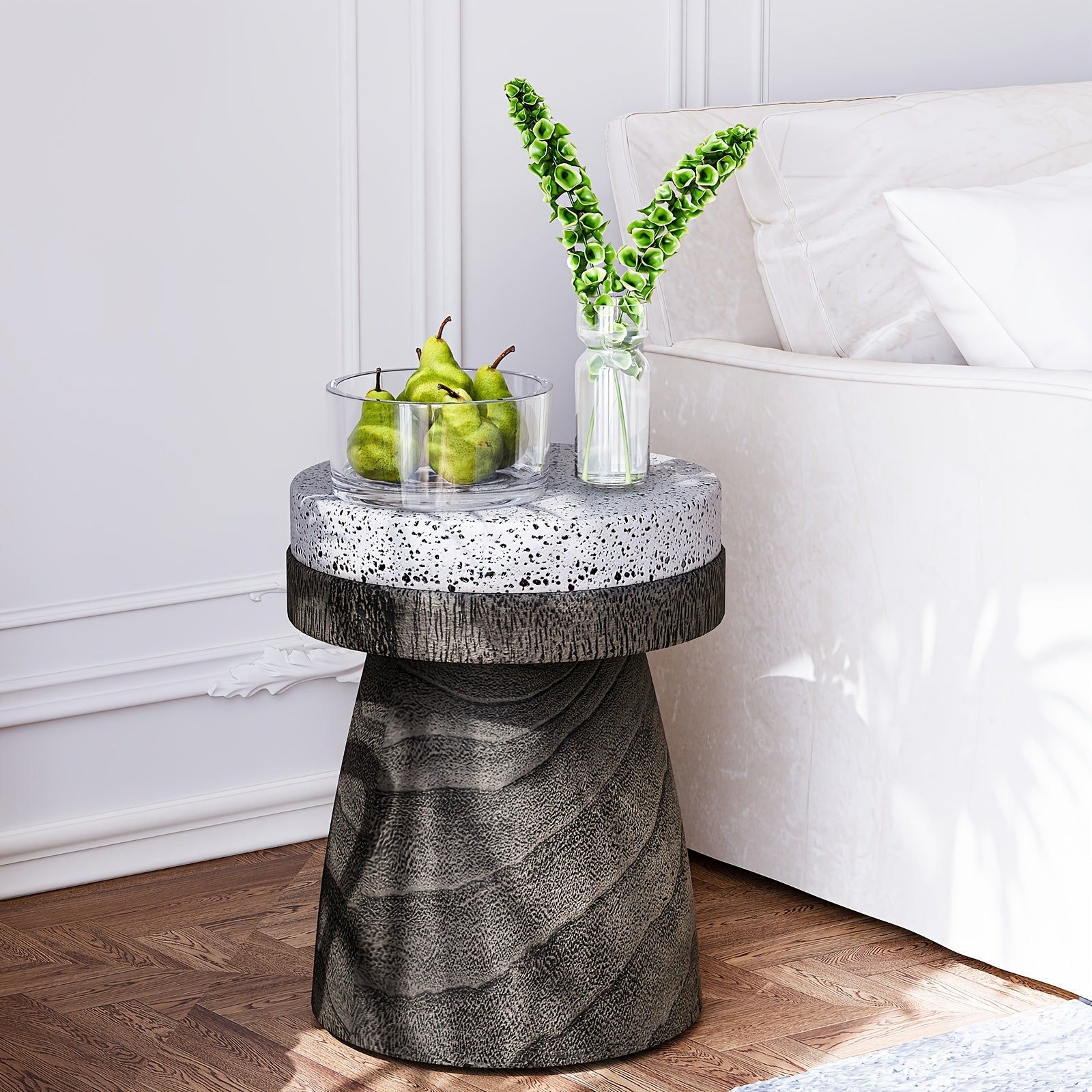 Vintage Style Mushroom Side Table, Lightweight Round Accent End Table for Living Room & Bedroom, Indoor/Outdoor Retro Courtyard Footstool, No Electricity Required, Mushroom Decor