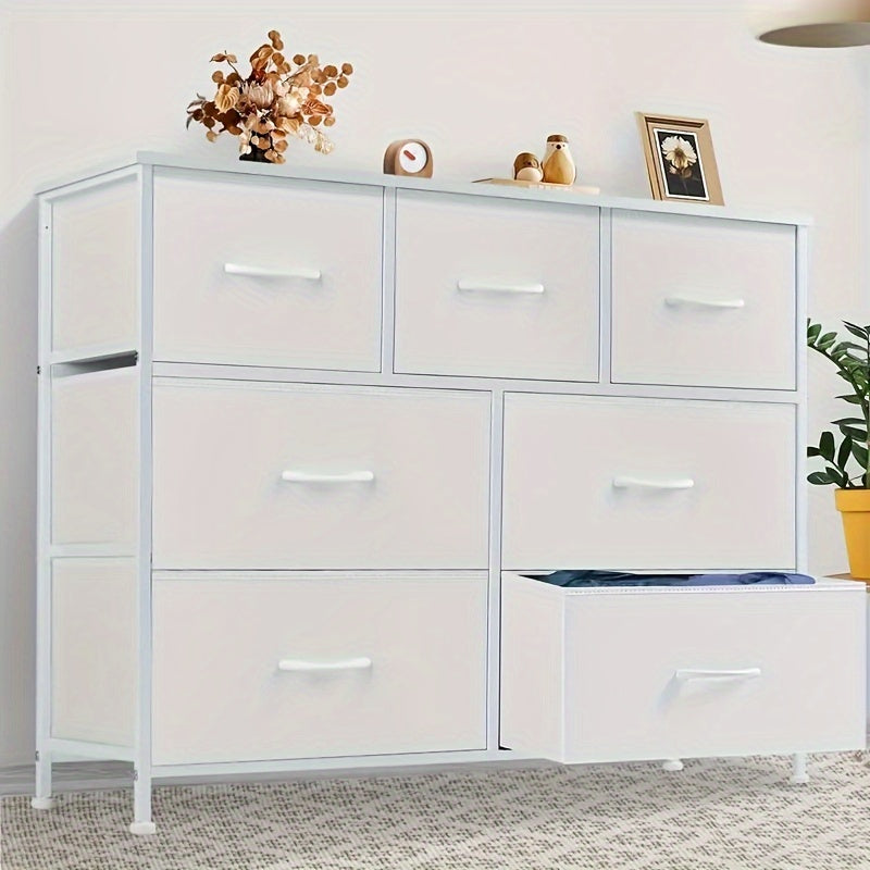 Dresser For Bedroom Storage Drawers TV Stand Fabric Storage Tower With 7 Drawers Chest Of Drawers With Fabric Bins
