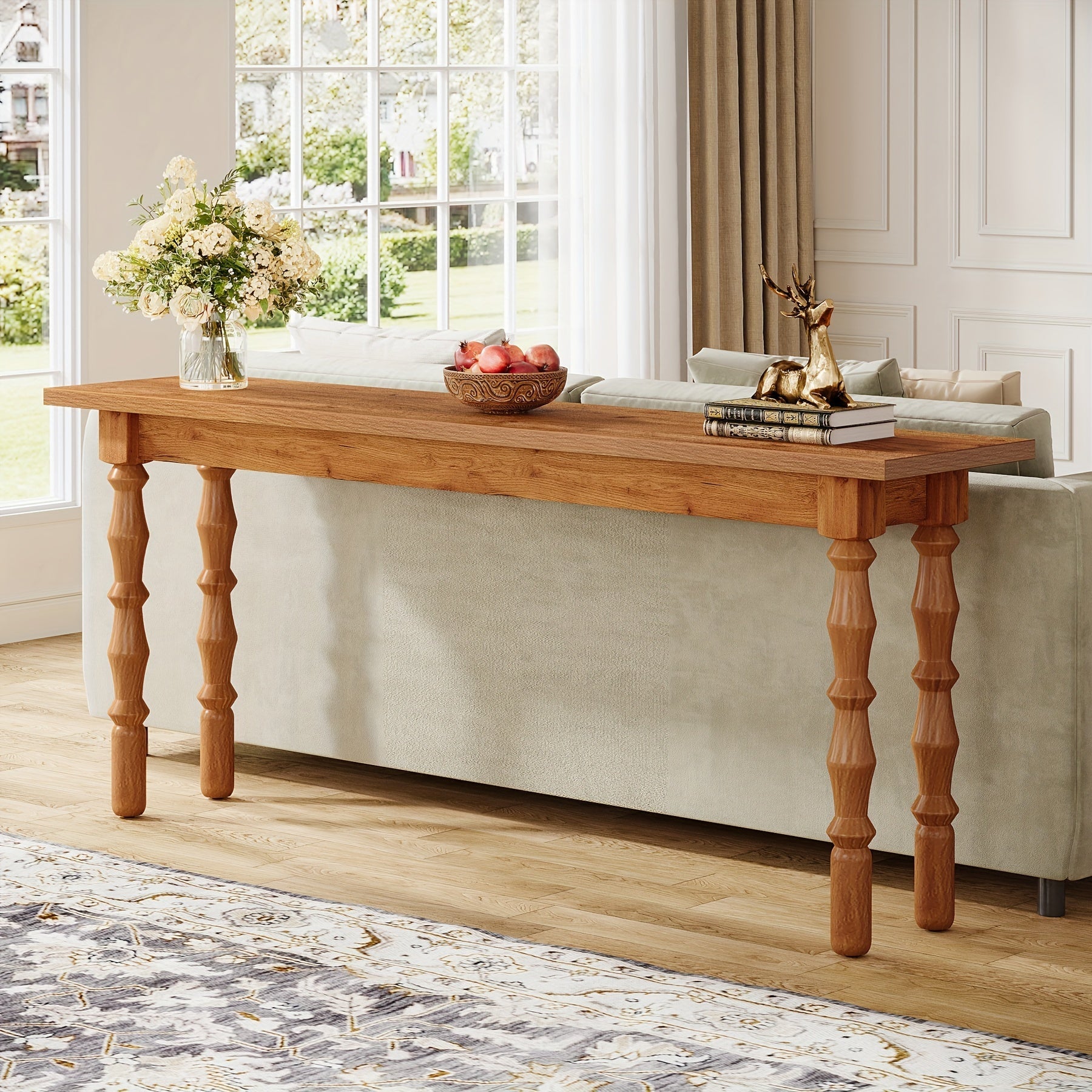 70.9-Inch Extended Length Entryway Console Table, Slim Sofa Table With Solid Wood Legs, Ideal For Living Room, Foyer, Hallway, Or Entrance, Desk & Drawer Organizer for Home Storage