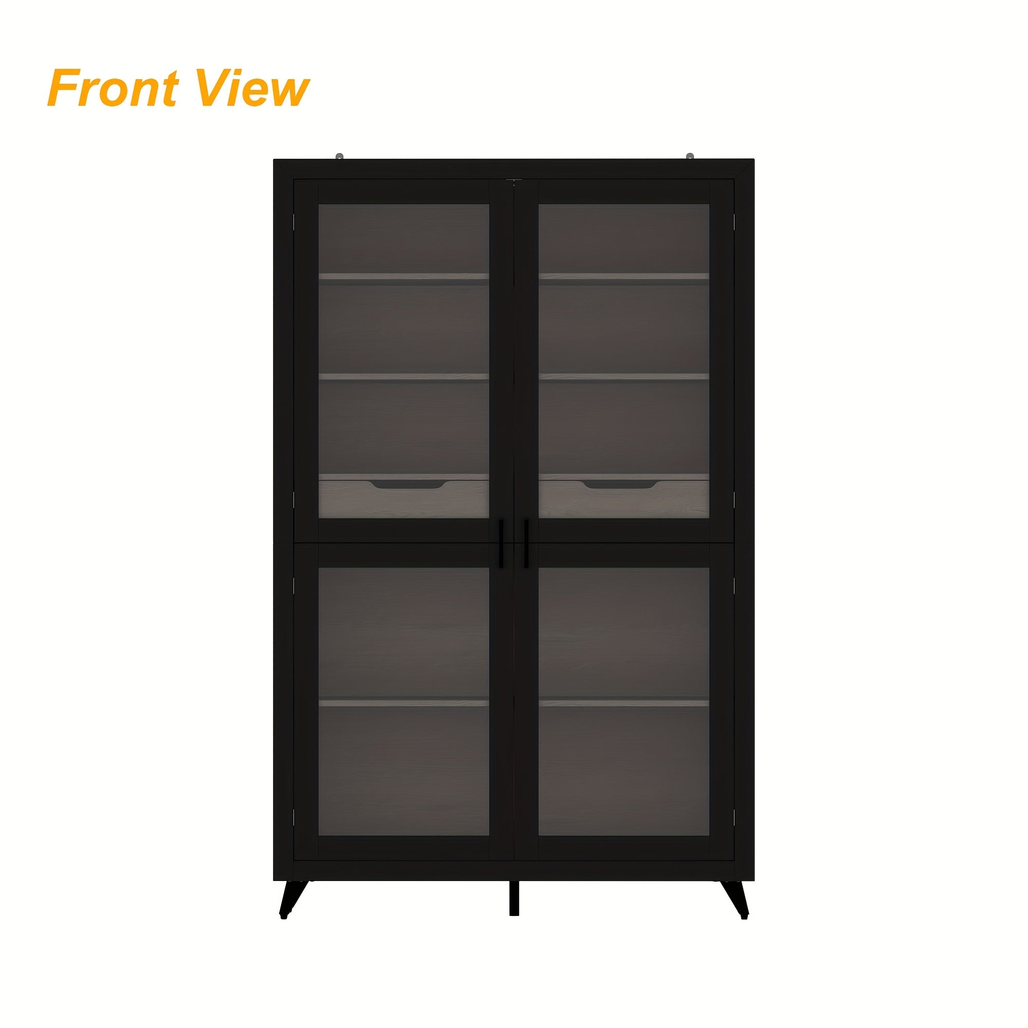 Wardrobe Armoire Wooden Closet With Glass Door, 2 Drawers And Shelves For Bedroom, Modern Storage Cabinet, Stylish Design, Black