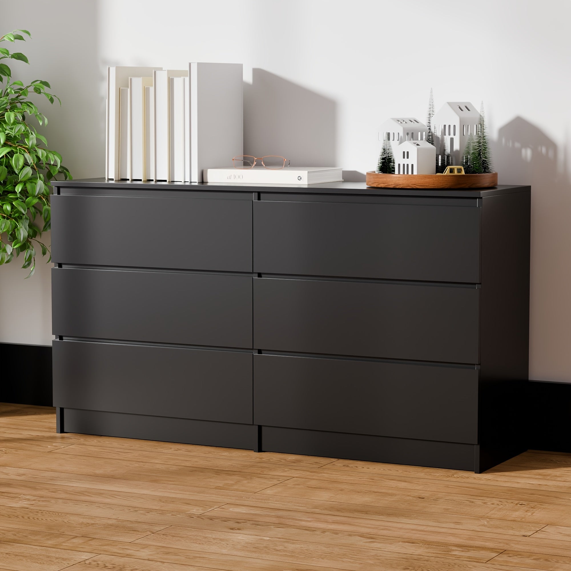 Spacious 6-Drawer Dressing Table - Large Capacity Multifunctional Storage Cabinet for Bedroom & Living Room