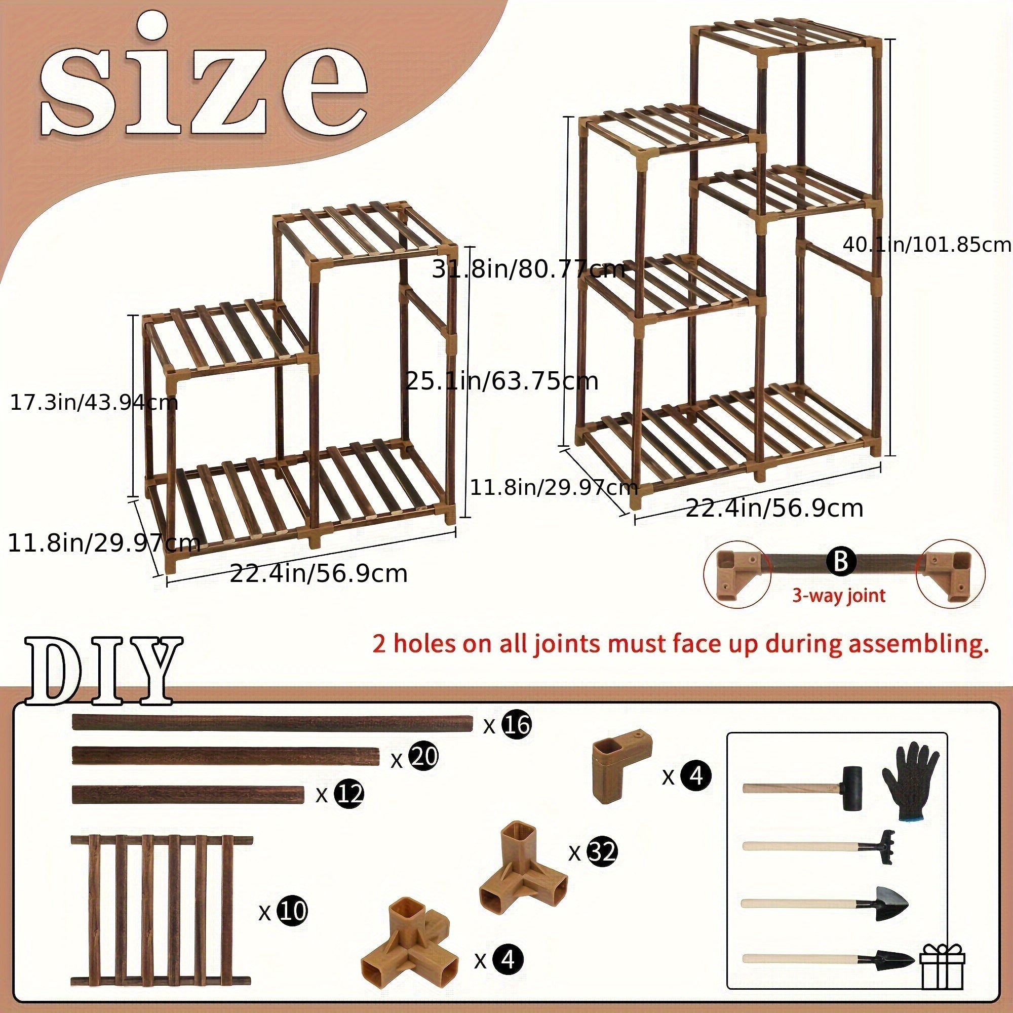 Corner Shelves 10 layer flower rack, can hold multiple tall potted plants, wooden corner flower rack, suitable for courtyard, garden, living room, display rack, Christmas decorations for home