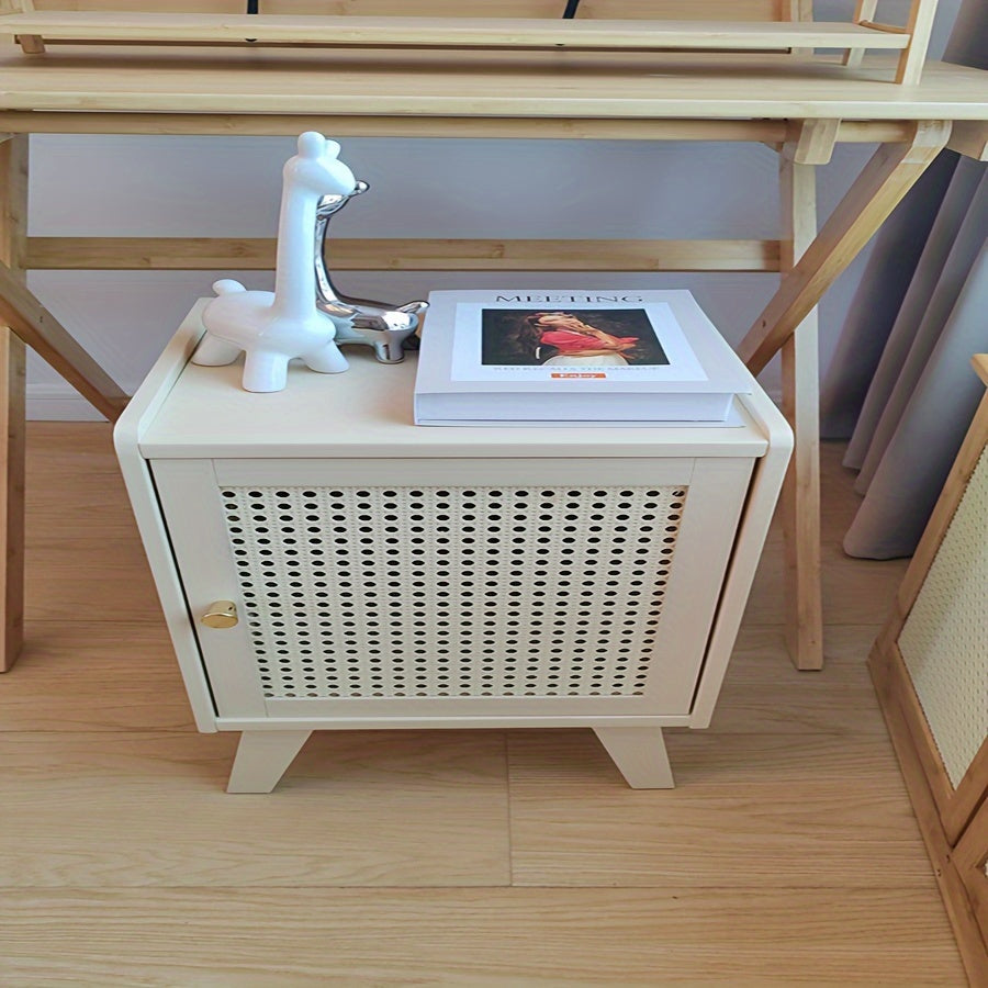 Modern Slim Bedside Table - Compact Wooden Storage Cabinet for Rental Rooms, Available in Teak/Black