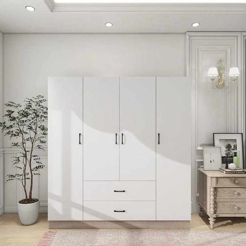 Doors Bedroom Armoire Wardrobe Closet Cabinet Wardrobe Closet with Hanging Rod Wood Closet Wardrobe for Large Storage Armoires and Wardrobes with Drawers Wooden