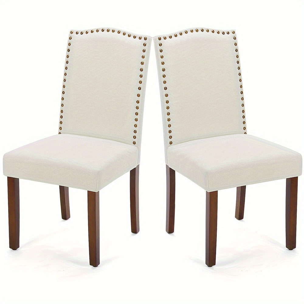 Dining Chairs, Modern Dining Room Chair with Nailhead Trim and Wood Legs, Mid-Century Accent Dinner Chair for Living Room, Kitchen