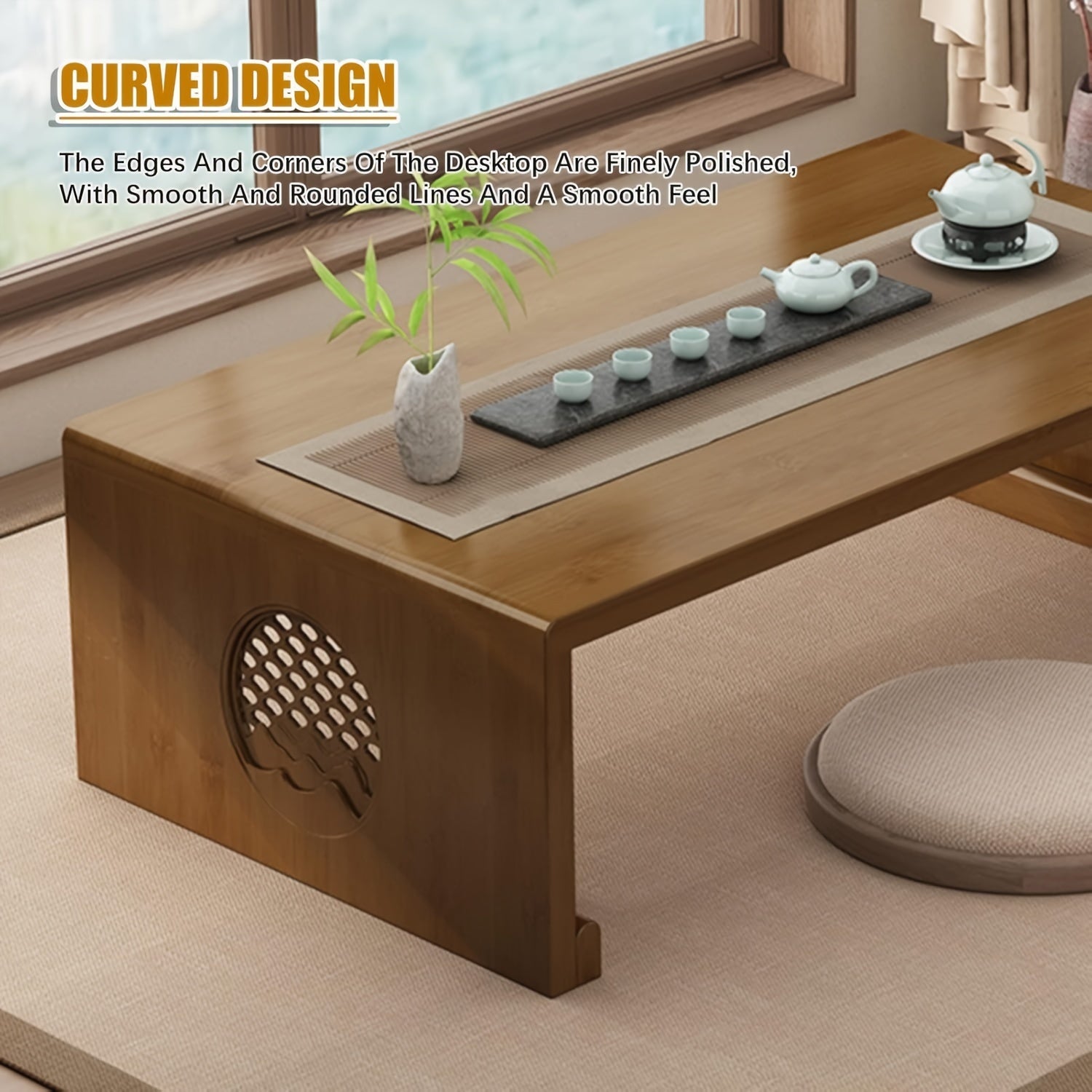 Japanese Folding Coffee Table Foldable Floor Table Bamboo Low Table For Living Room Dining Room Tea Tatami Home