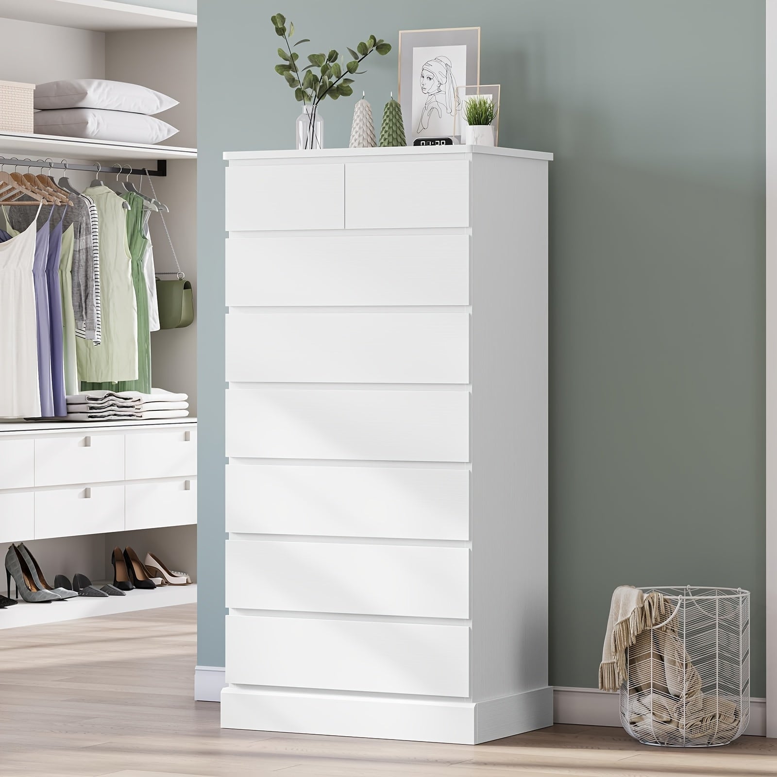 Tall Dresser With 7 Drawers For Bedroom 132cm Tall Dresser And Chest Of Drawers Modern Closet Organizer And Storage