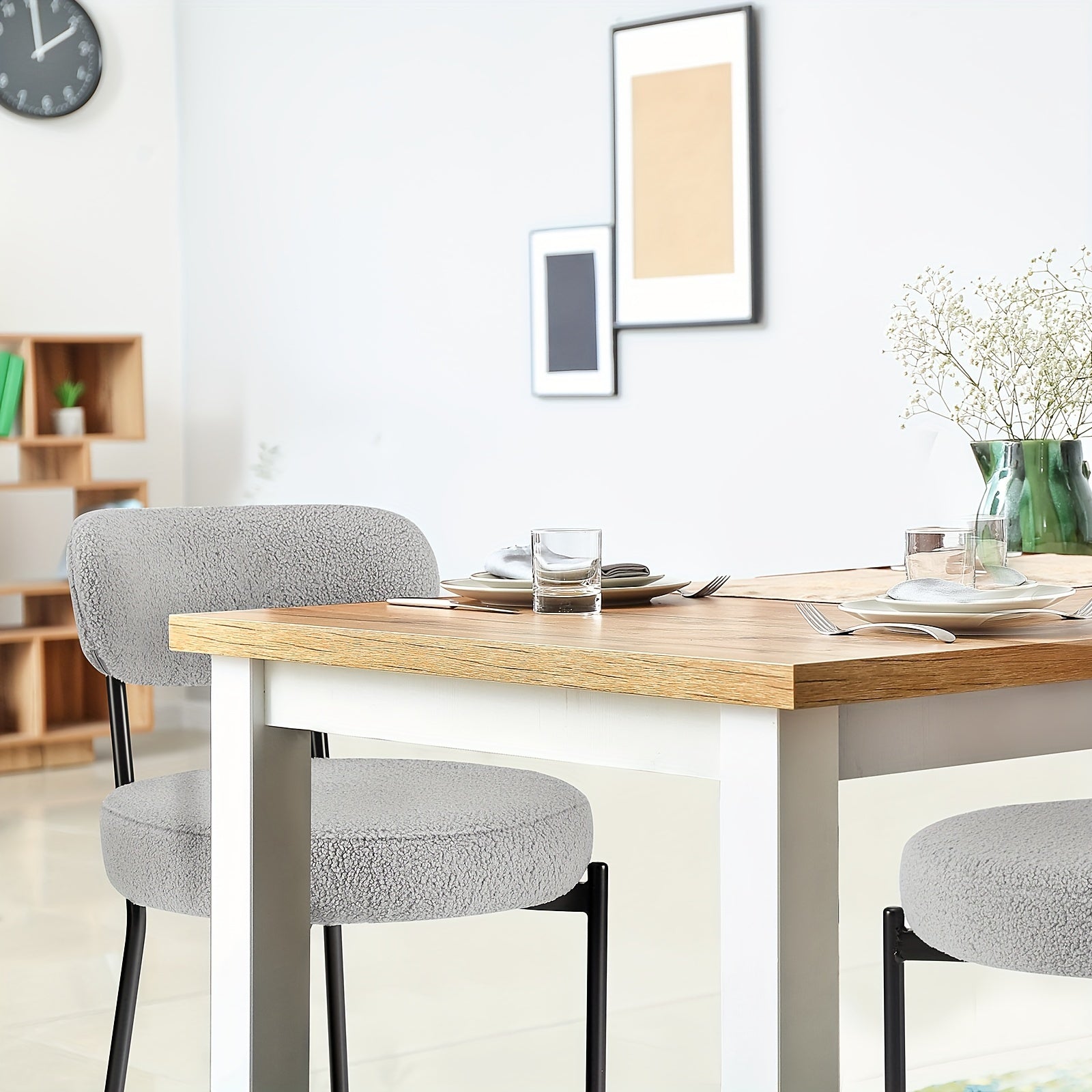 Dining Chairs Set Of 2, Fabric Comfy Seat Armless Side Chairs With Metal Legs Mid Century For Home Kitchen Reception Room, Beige for restaurant