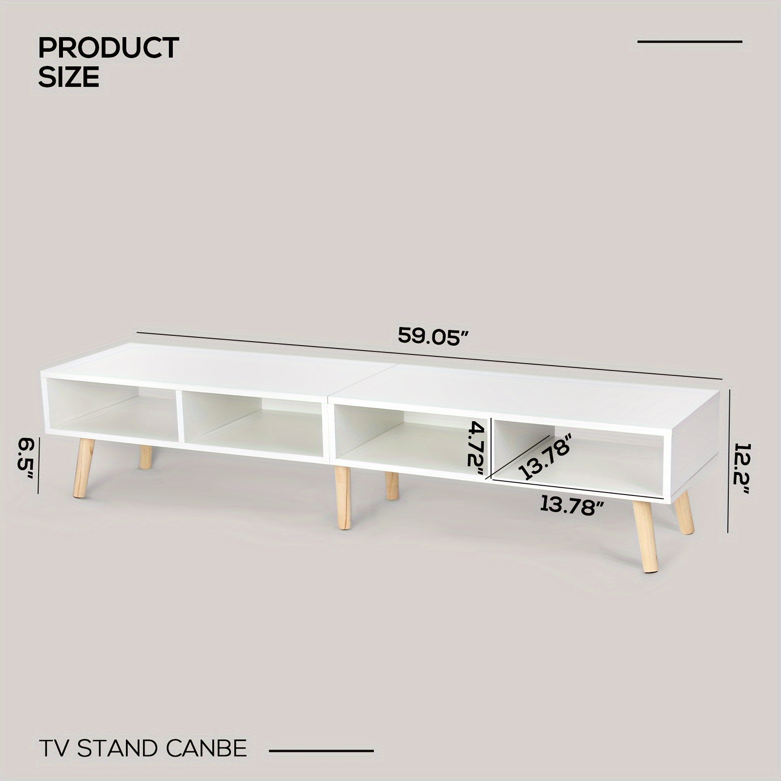 59" TV Stand For 30"-65" TV With Open Shelf