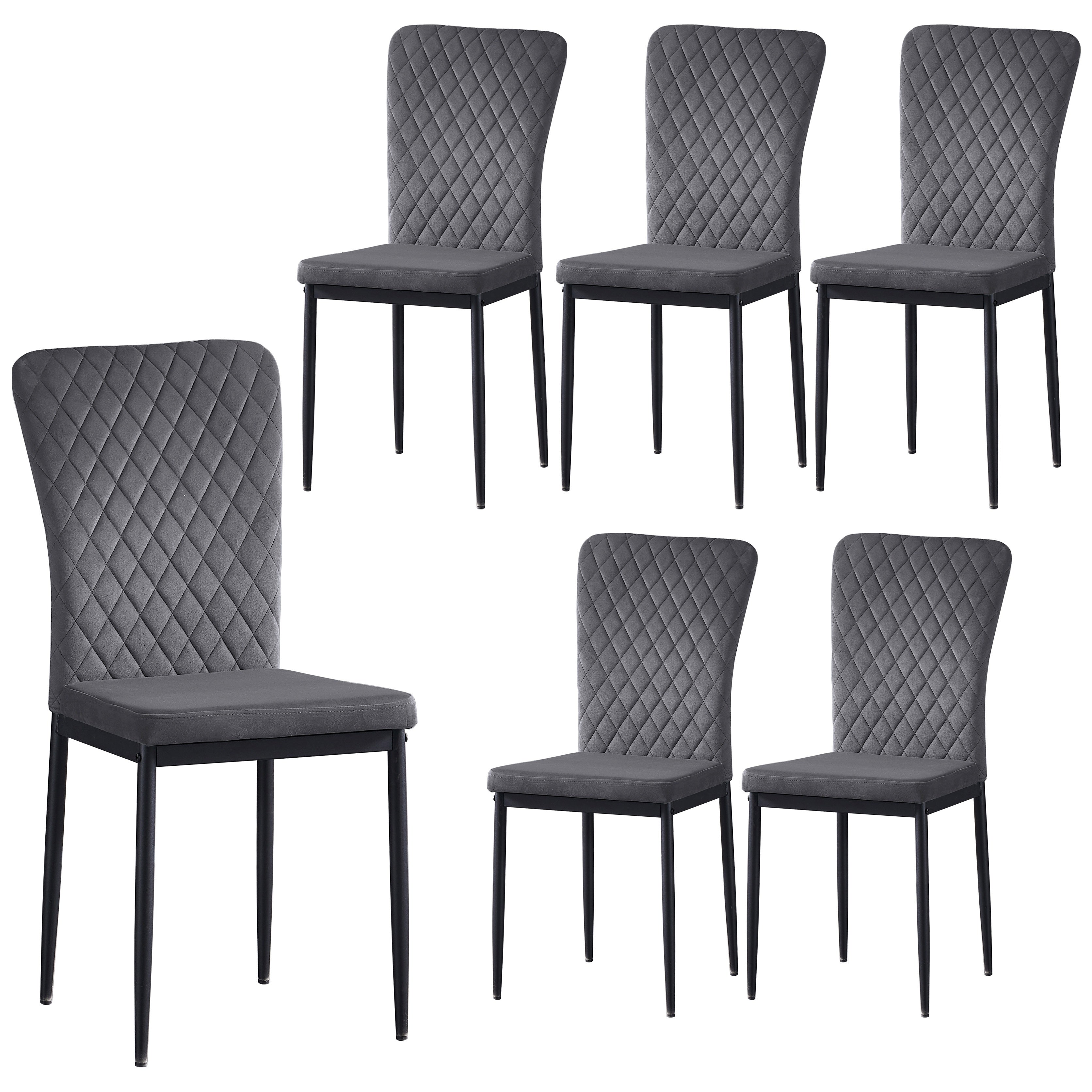 Black Velvet Dining Chairs Set Of 4 Kitchen & Dining Room Chairs High Back Kitchen Living Room Chairs Metal Frame Modern Lattice Design Set Of 6 Brown Living Room Chairs Dining Chairs with Suede, High Back, Metal Frame And Mo