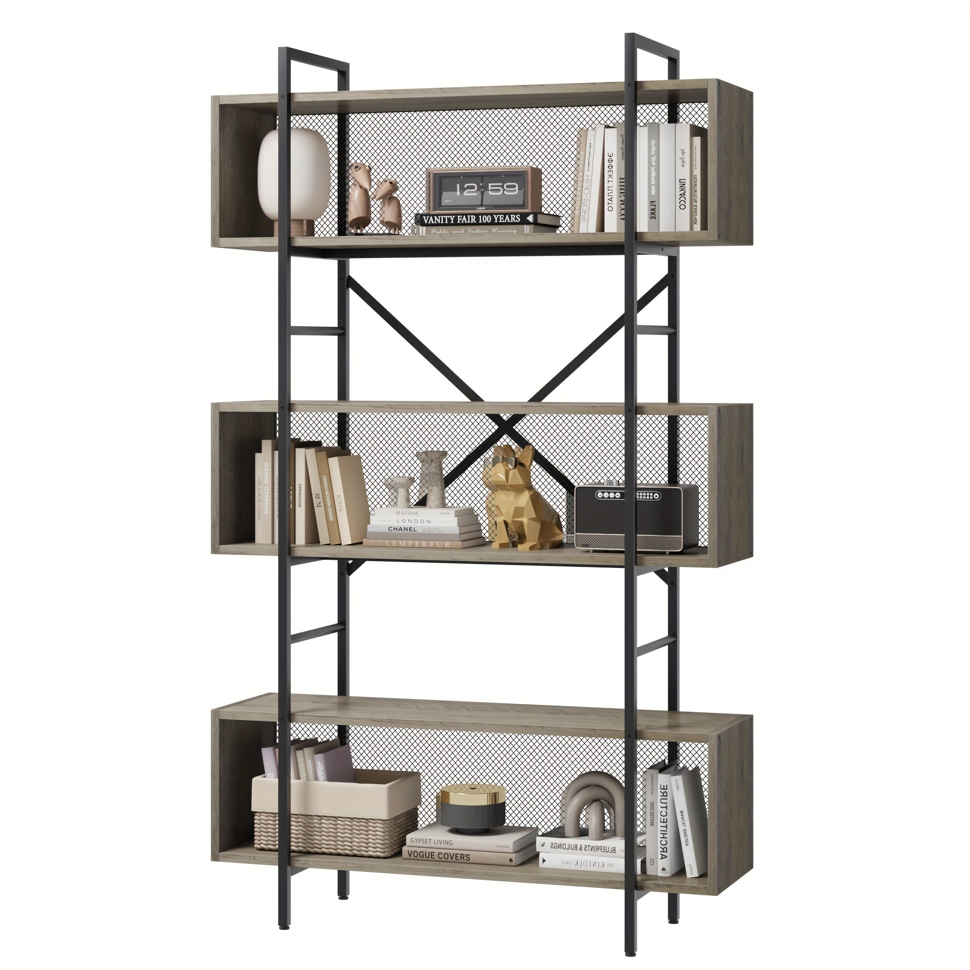 6 Tier Bookshelf with Storage 180cm Tall Industrial Book Shelf with Open Display Bookshelves 6 Shelf Bookcase