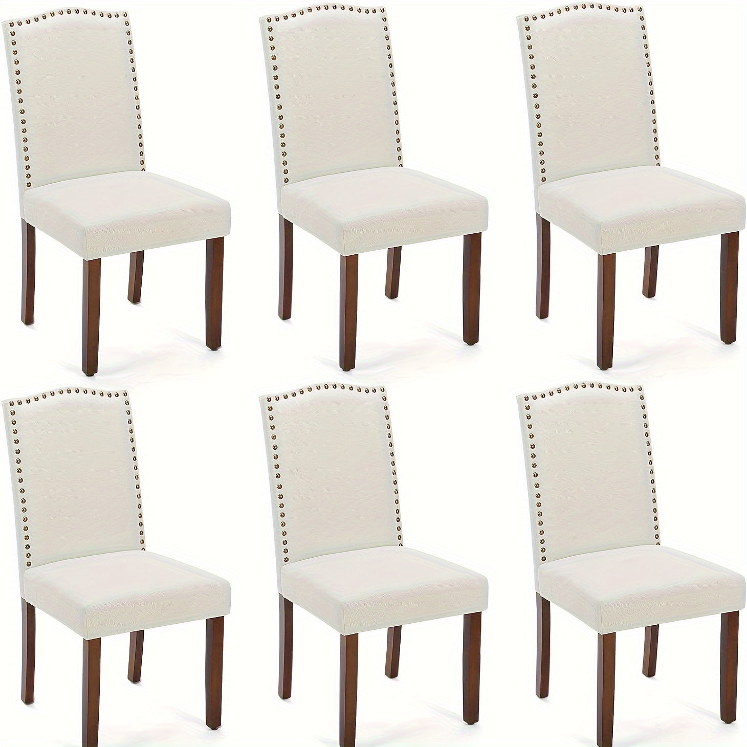 Upholstered Dining Chairs, Modern  Fabric Dining Room Chair with Wood Legs and Nailhead Trim, Mid-Century Accent Dinner Chair for Kitchen, Living Room