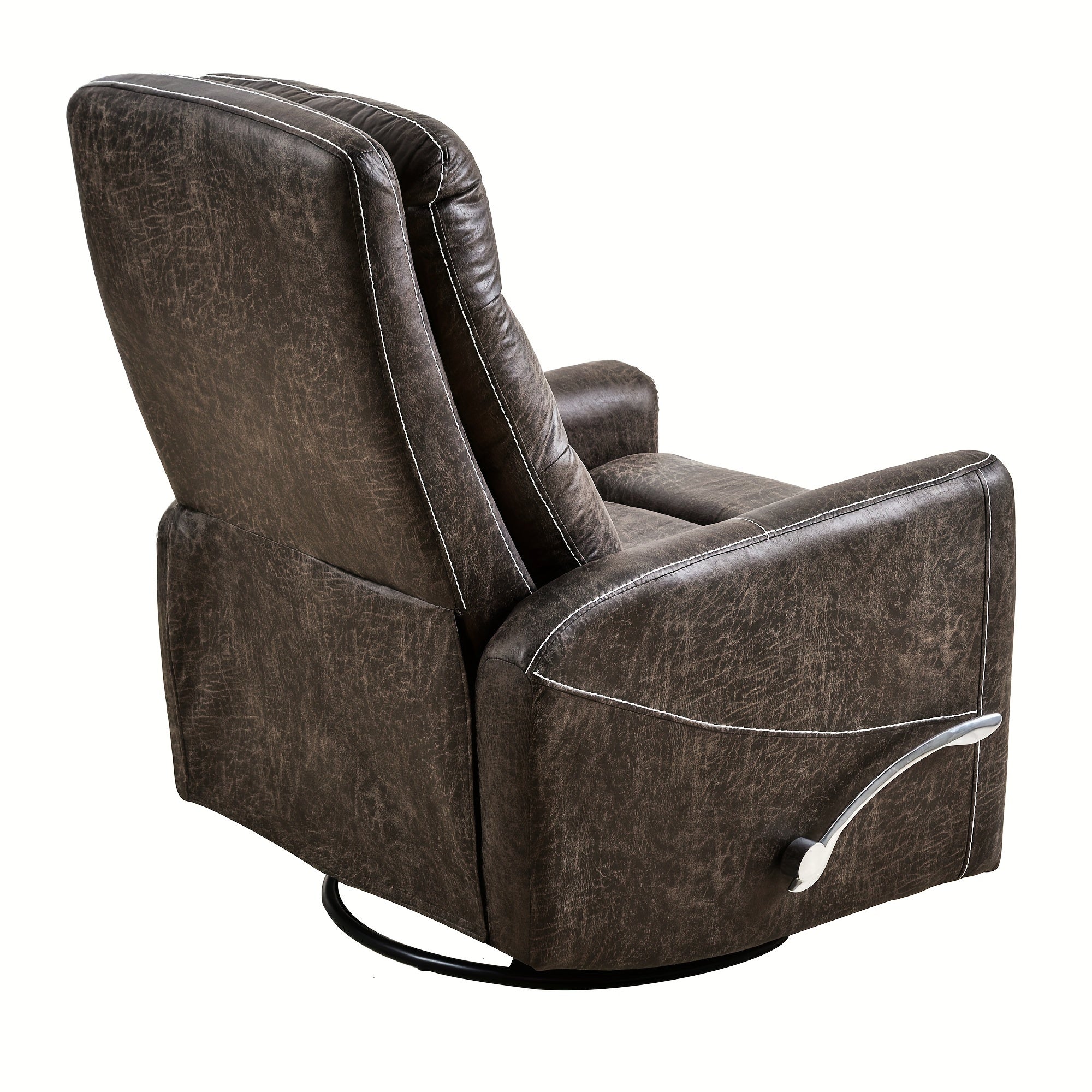 Swivel Glider Rocker Recliner Chair for Nursery, Manual Swivel Rocking Recliner, Mordern Home Theater Seating Soft Reclining Chairs for Living Room, Brown