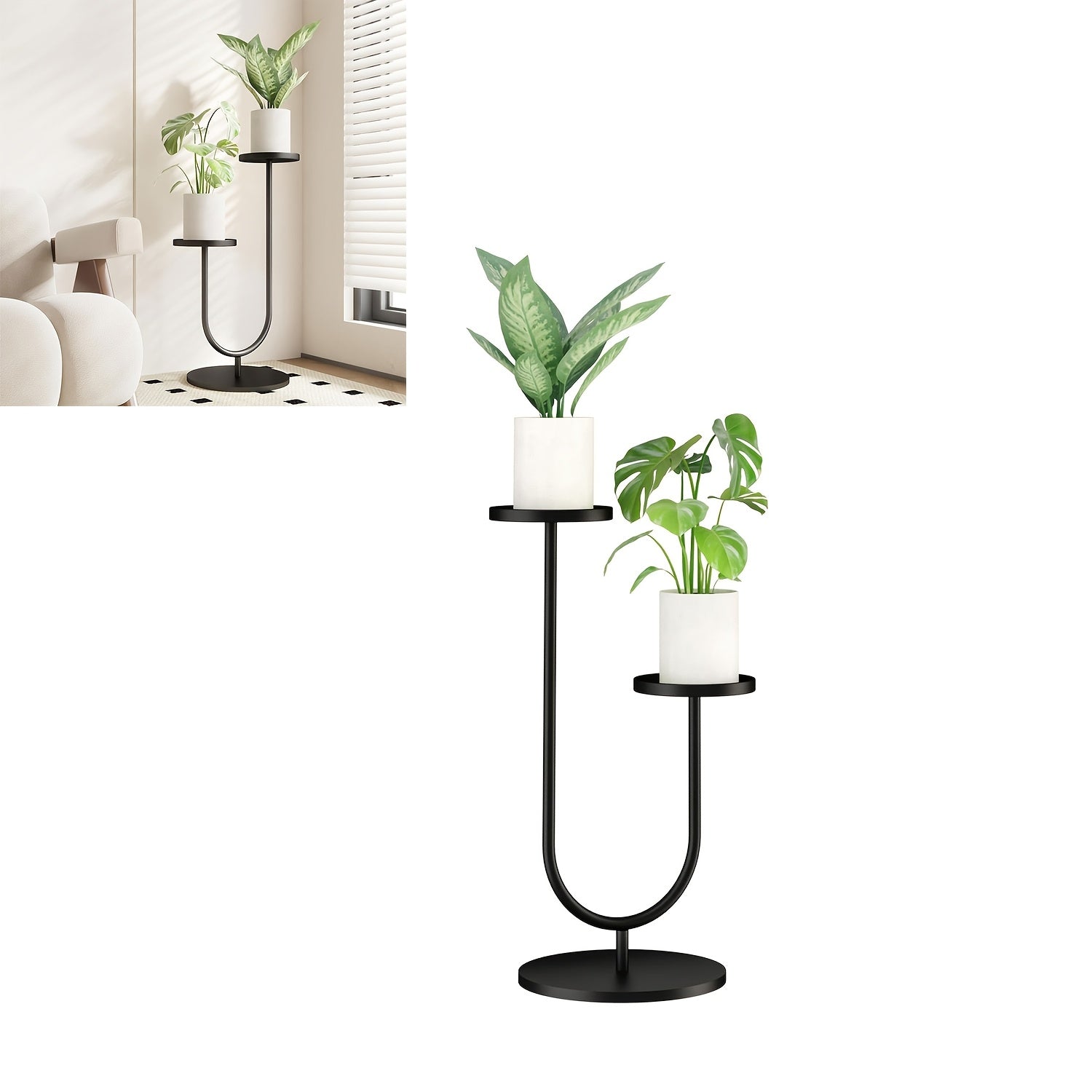 1set Plant Stand Indoor, Corner Plant Stand, 2 Potted Metal Planter Stand for Window Garden Balcony Living Room Outdoor