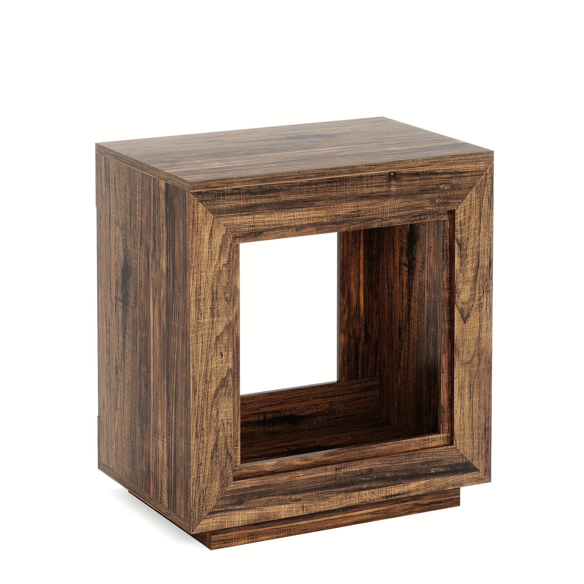 25 Inch solid wood side table, square side table, bedside table with storage function