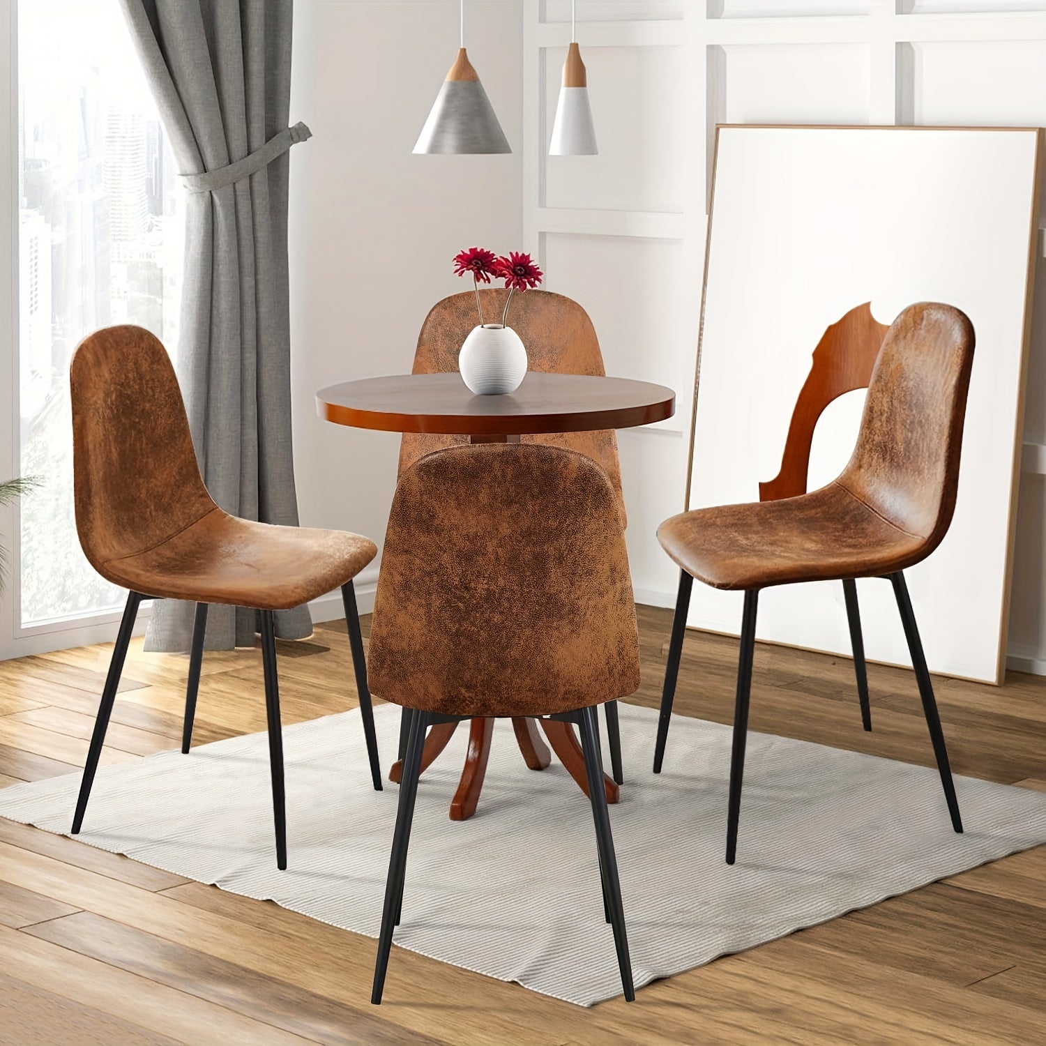 Vintage 4pcs dining chair set, modern medieval style feature dining chair, armless dining chair with comfortable cushions, can be used in restaurants, bedrooms, living rooms, reception rooms, cafes, etc