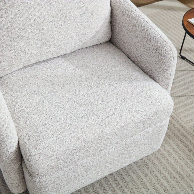 360° Swivel Lounge Armchair, Beige Chenille, for Living Bedroom Nursery, Comfy Round Accent Chair, 31.5"W, Single Sofa