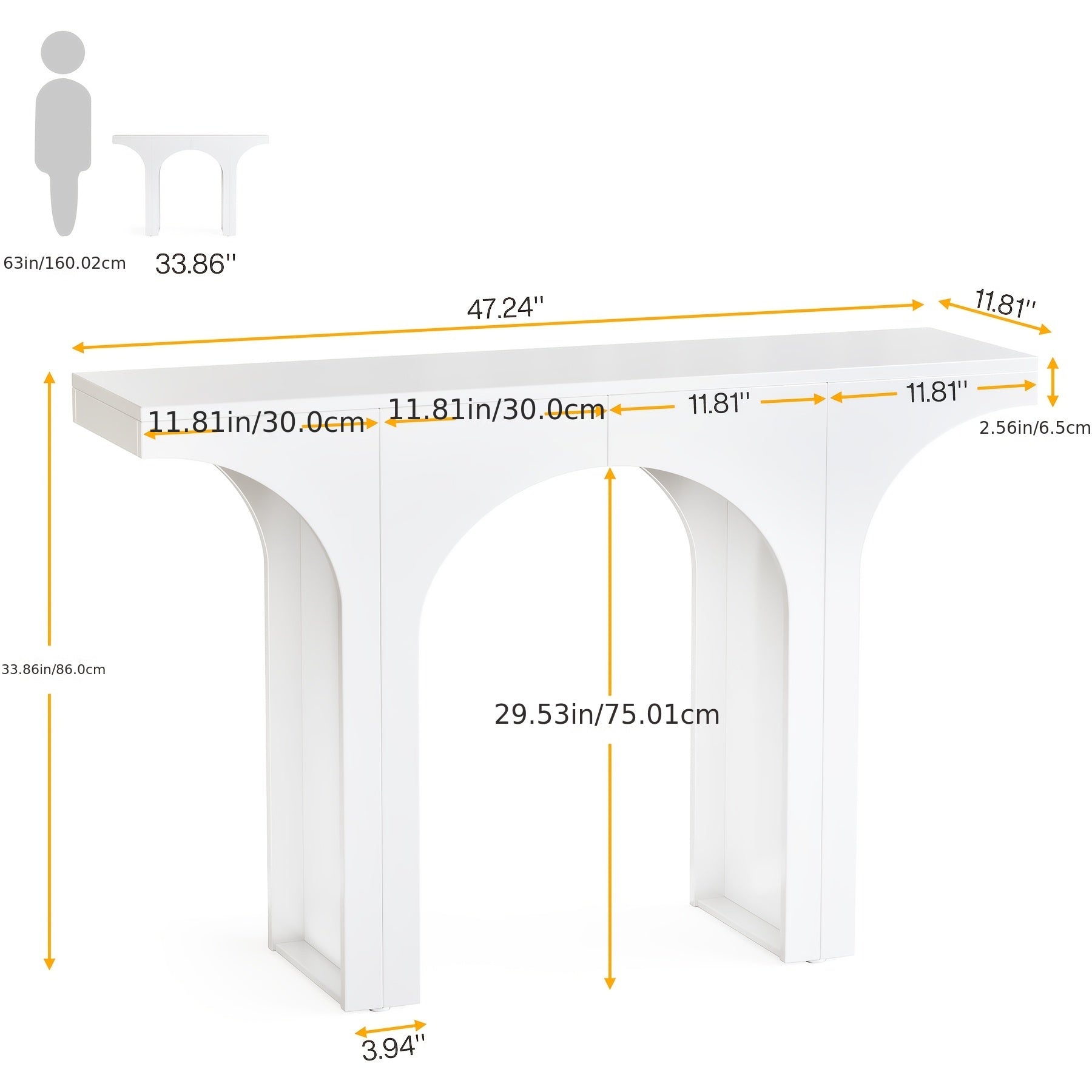 47-Inch Wooden Console Table, Narrow Design Modern Sofa Table, Suitable For Entryway, Hallway, Living Room, And Foyer