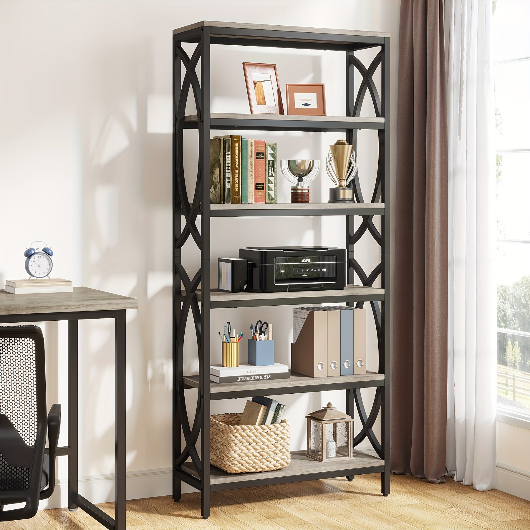 Introducing The 6-Tier Bookshelf 175cm Tall Bookcase Combining Modern Wooden Design With Durable Metal Frame.