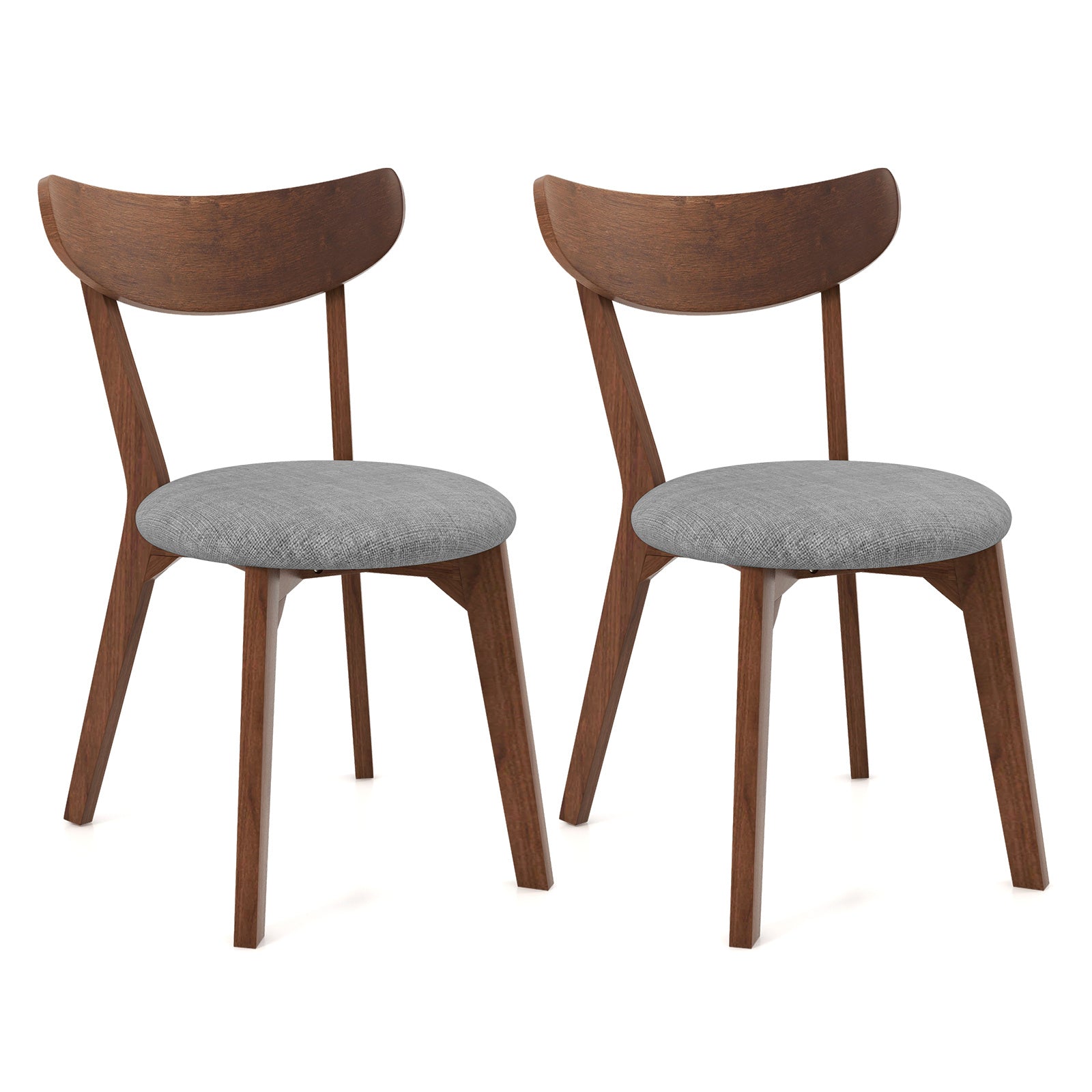 2pcs Dining Chair Upholstered Curved Back Side Chair with Solid Wooden Legs