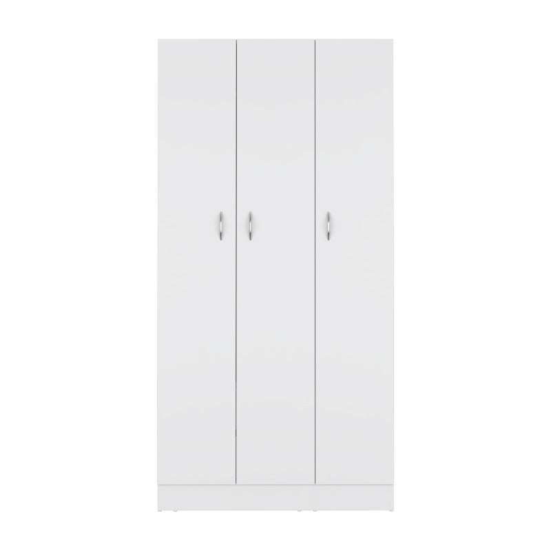 White 71" Tall Wardrobe Armoire with 3 Doors & 2 Drawers - Spacious, Sturdy Metal Construction for Easy Assembly, Versatile Use