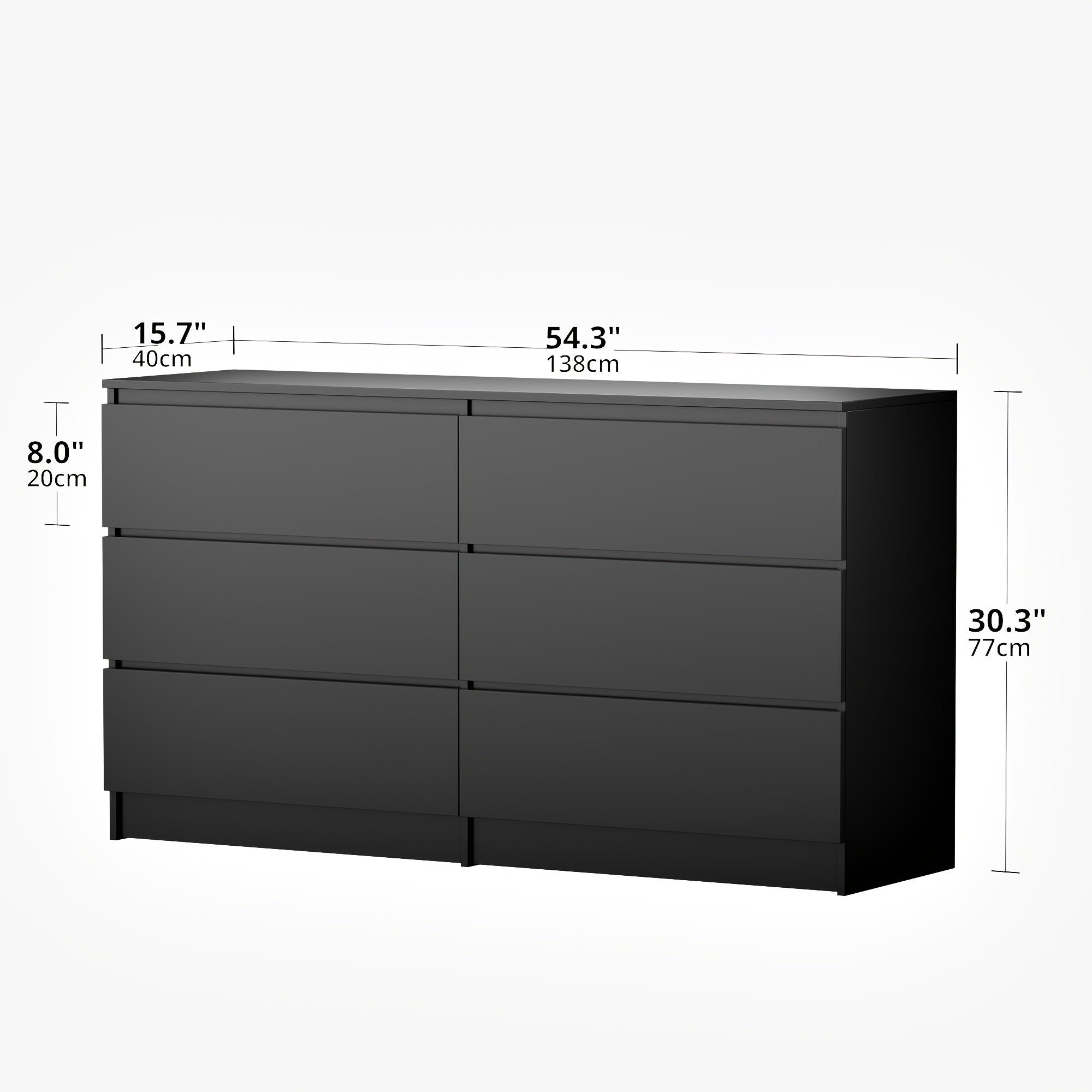 Spacious 6-Drawer Dressing Table - Large Capacity Multifunctional Storage Cabinet for Bedroom & Living Room