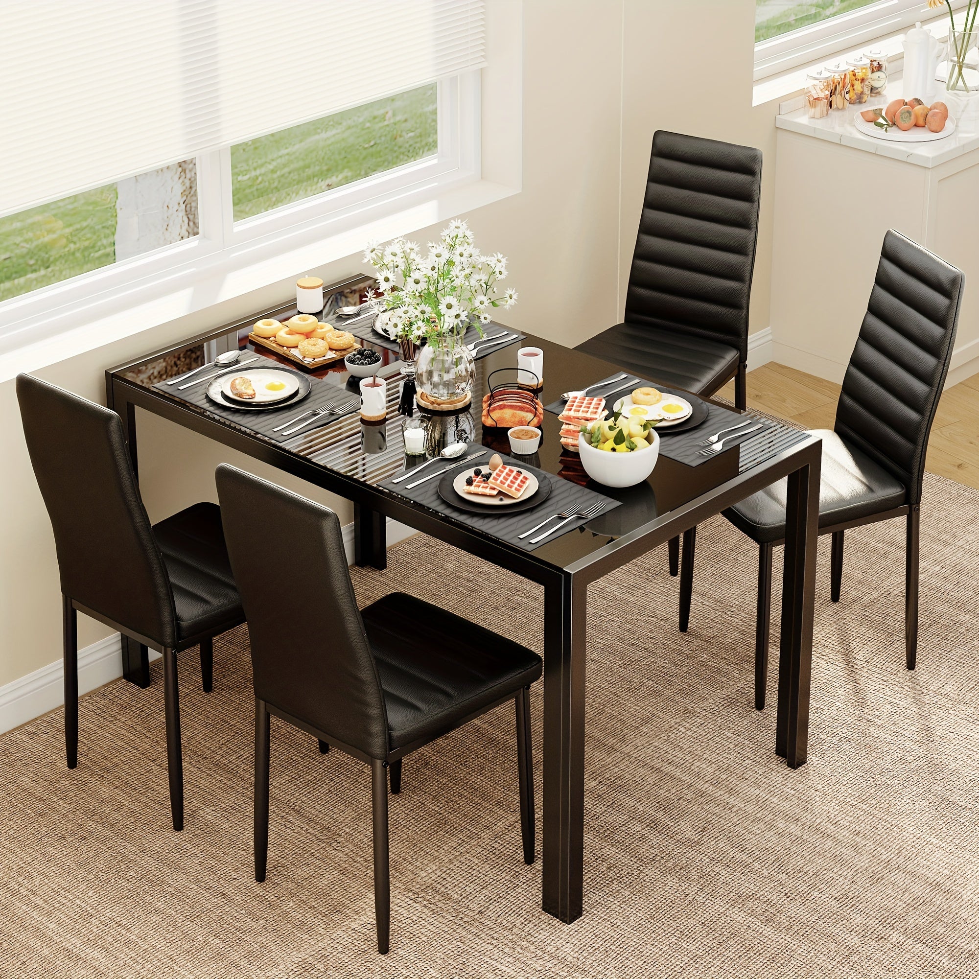 '-B Four-person Dining Table and Chair Set