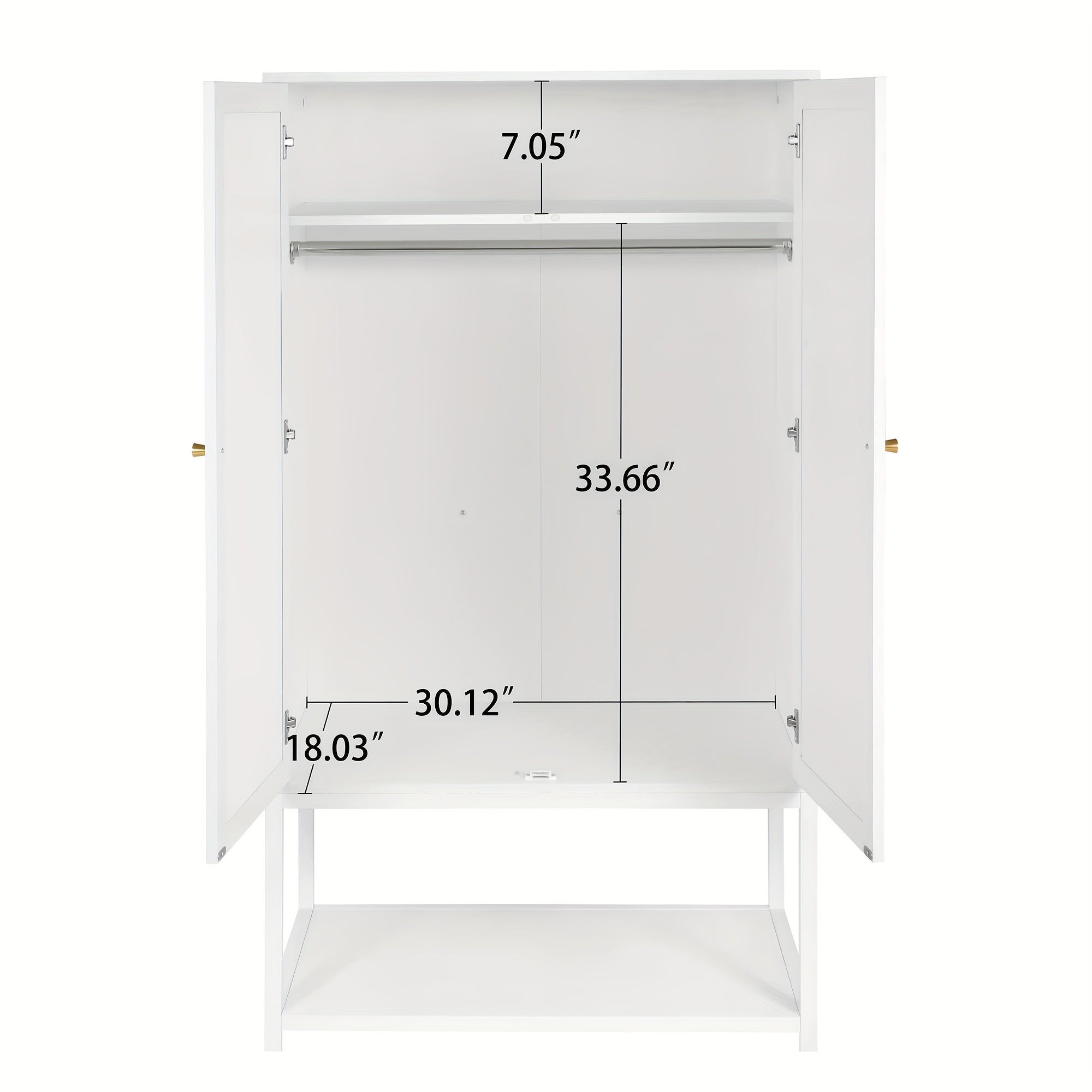 Wardrobe Closet with 2 Doors, Rattan Wardrobe Cabinet with Shelves And Hanging Rail for Clothes, Bedroom Independent Wardrobe Closet, Easy-to-assemble (White)