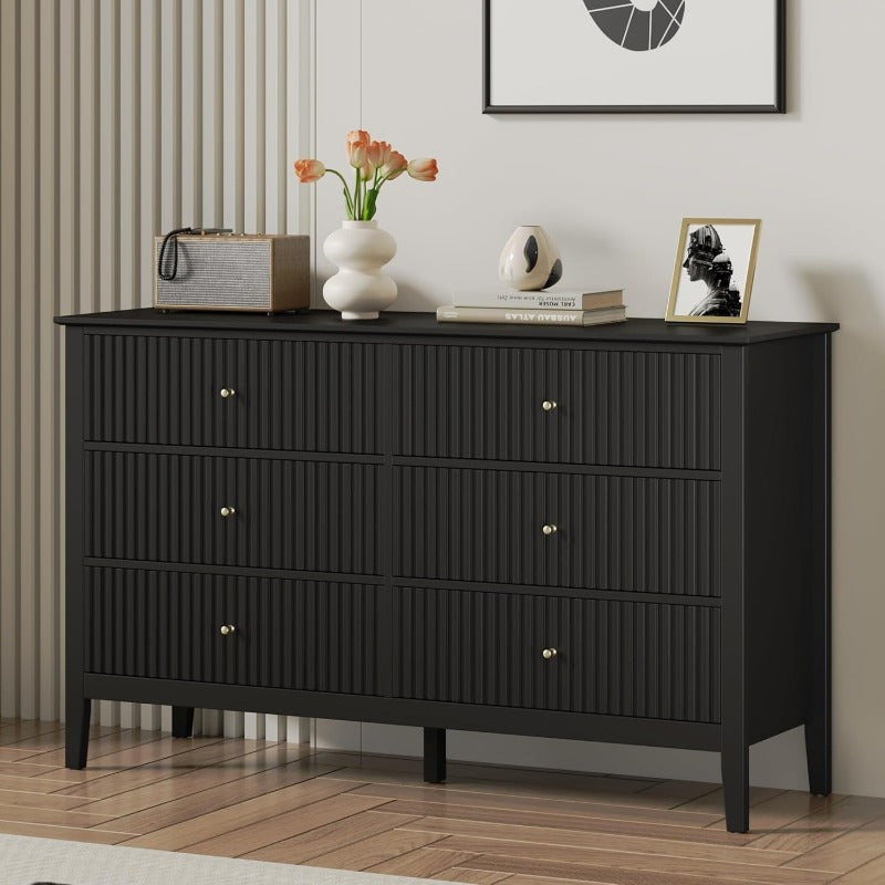 Set of 2 Nightstands, Fluted Design Wooden Dressers with Ample Storage, 30-Inch Modern Painted Chest for Bedroom, Living Room, and Entryway