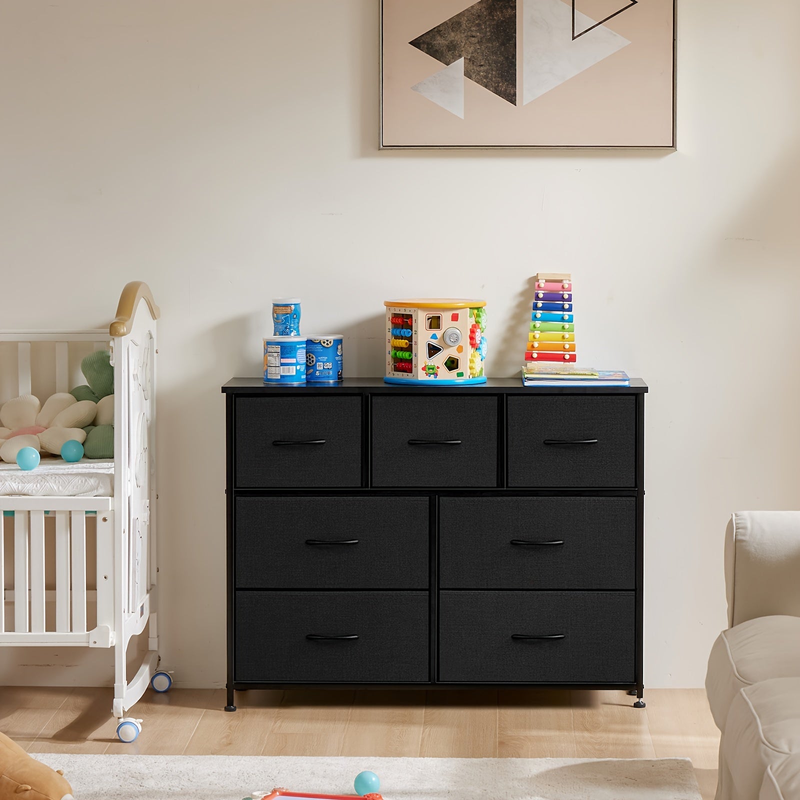 7 Fabric Drawers Organizer Storage Closet Chest Clothes Cabinet Desser for Living Room Nursery Entryway - Dresser
