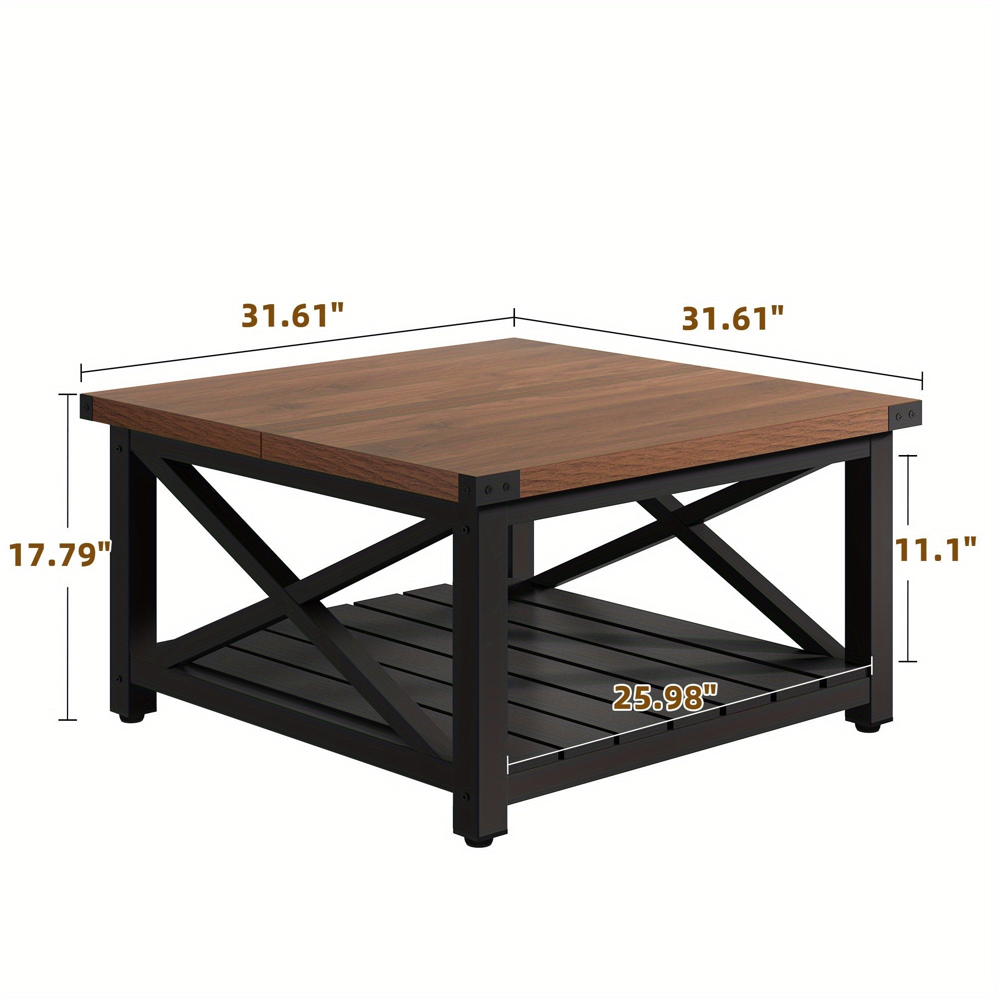 Farmhouse Living Room Center Table with Storage for Christmas Halloween Decor - Walnut - Coffee Tables Westberry